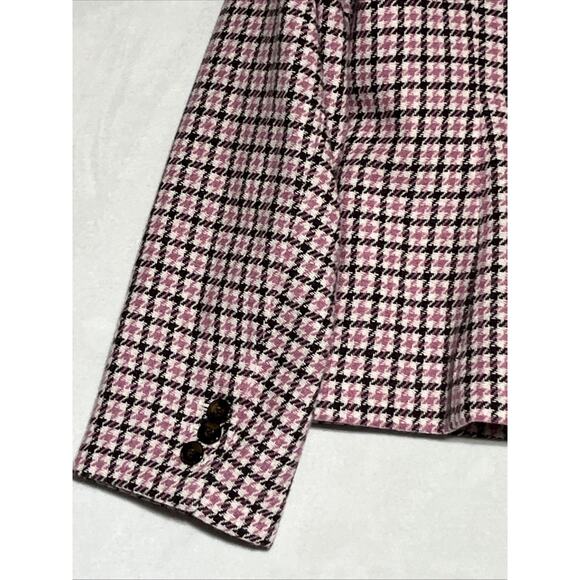 J Crew Campbell Blazer Womens XXL Pink Houndstooth Wool Blend Jacket Preppy 90s - Picture 7 of 13
